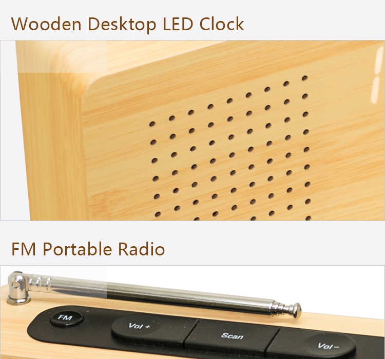 wooden clock radio