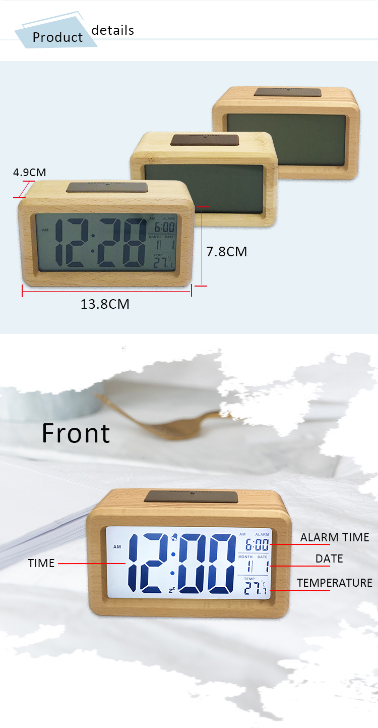 LCD travel clock with backlight