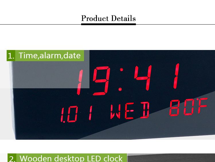 time, date, temperature alarm clock