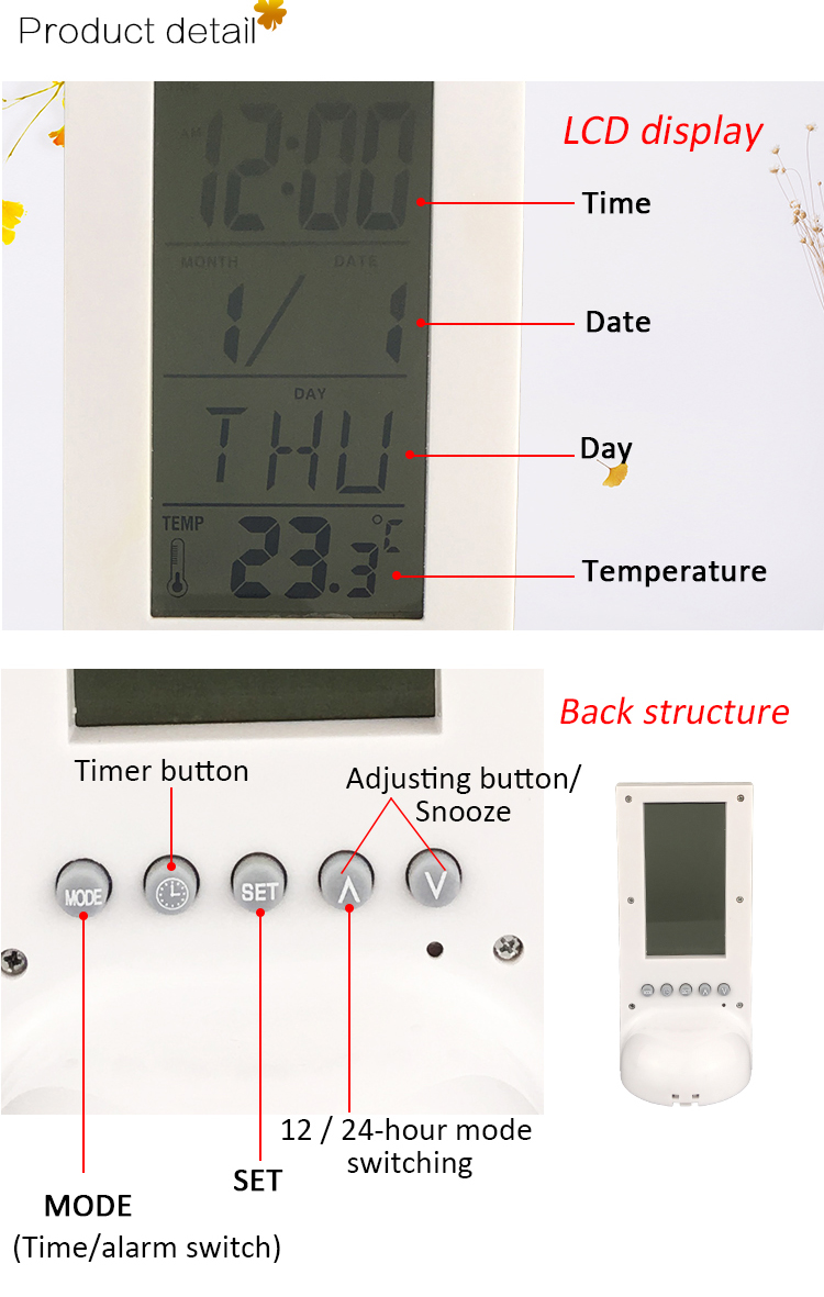 lcd display alarm clock with calendar