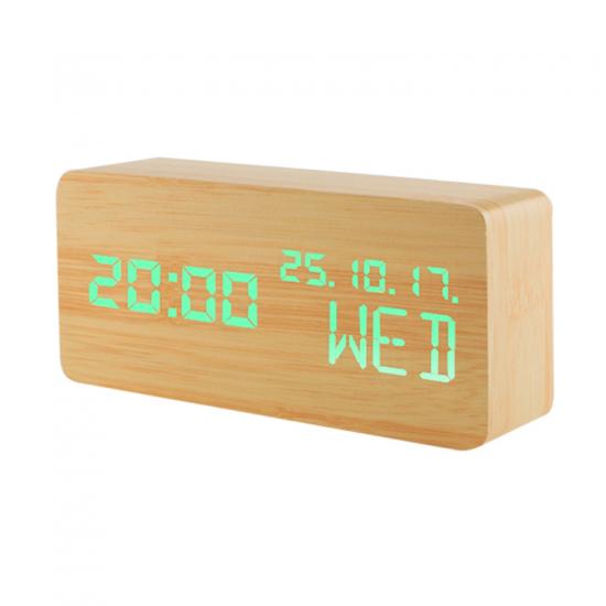 New creative voice control calendar luminous eco-friendly wooden clock