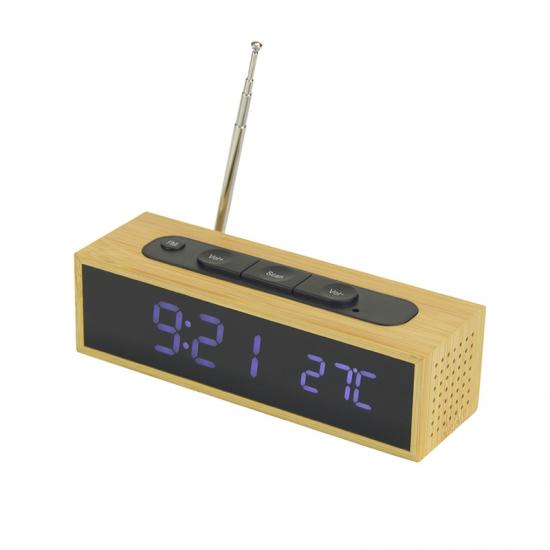  FM radio wooden LED table clock
