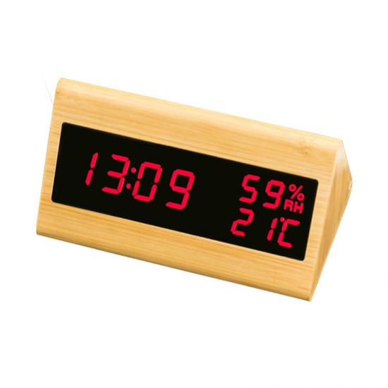 Triangle shape voice controlled wooden alarm clock