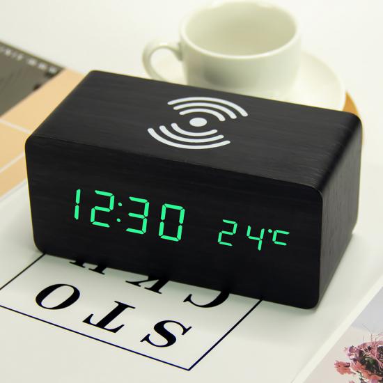 phone wireless charger table clock with bluetooth speaker