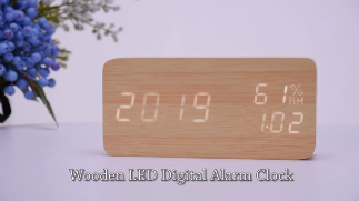 Holz Digitalwecker mit Luftfeuchtigkeit ec-w023