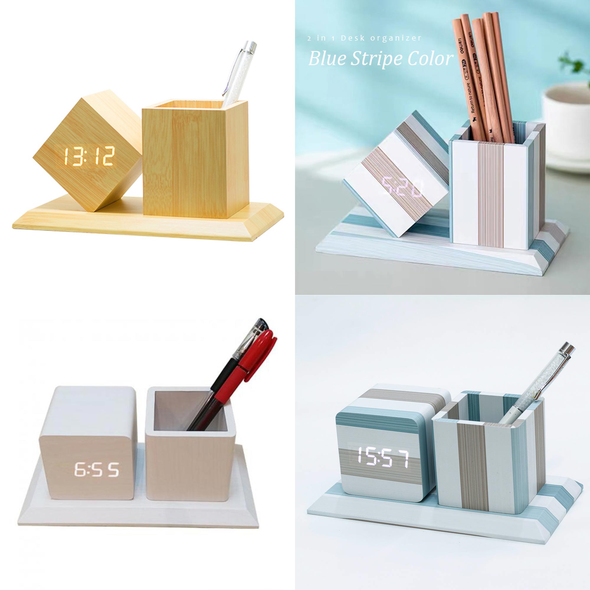 Personalisiert Holz LED digital Schreibtischwecker